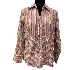 Fred David Woman Purple and White Button‎ Down Top Sz 18/20W